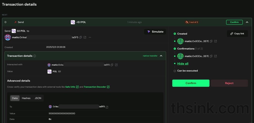 图片[6]-记录一次使用app.safe.global创建EVM链多签钱包并简单使用-THsInk